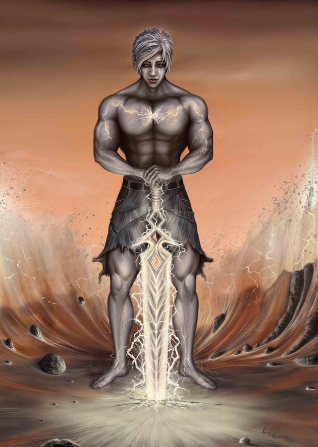 Energy man digital painting by Ulises Vargas