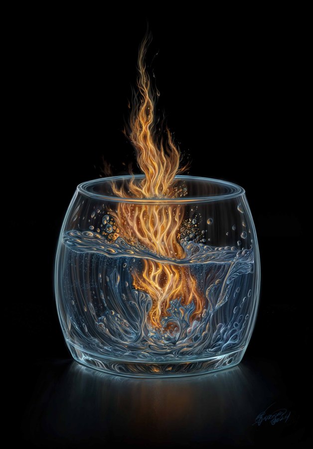 Fire on Water digital painting by Ulises Vargas