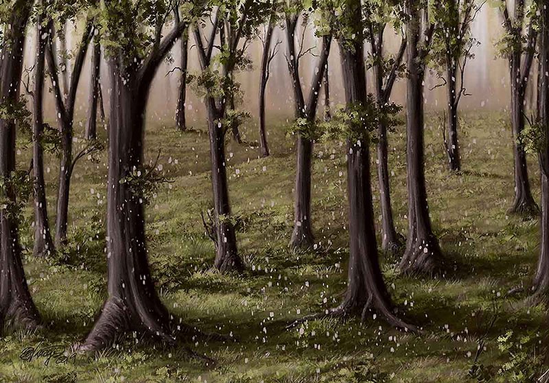 Winter forest digital painting by Ulises Vargas