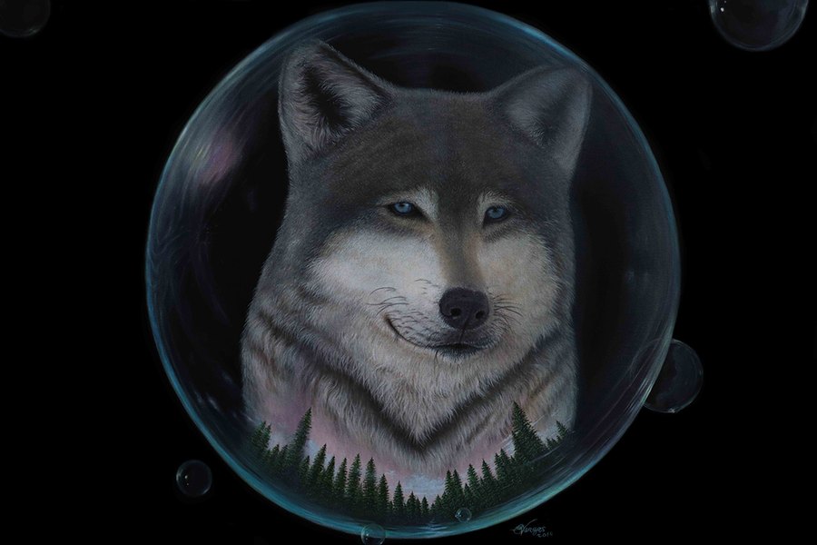 Alpha wildlife painting by Ulises Vargas