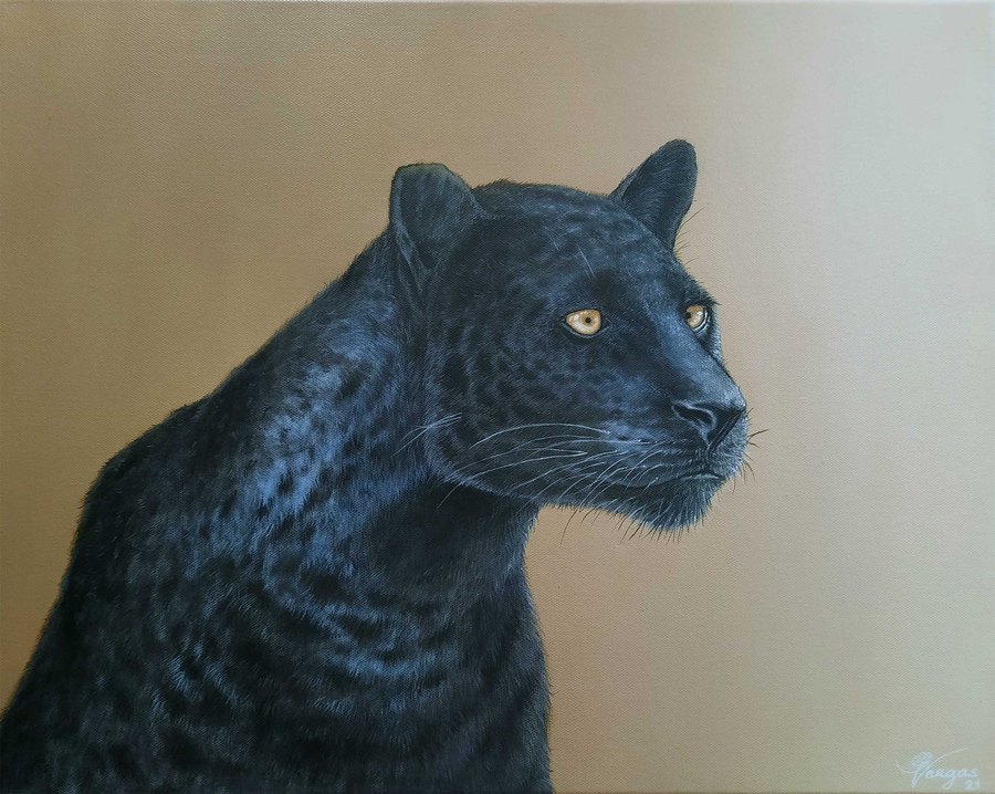 Gold Panther painting by Ulises Vargas