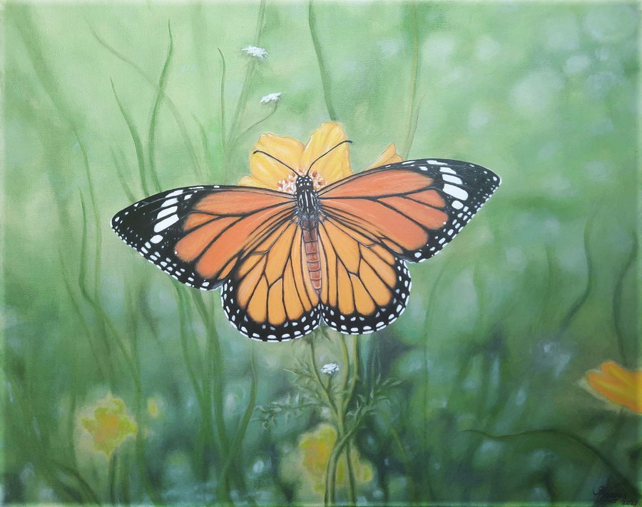 Monarca butterfly painting by Ulises Vargas