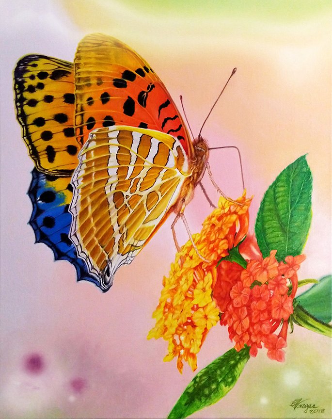 Butterfly painting by Ulises Vargas